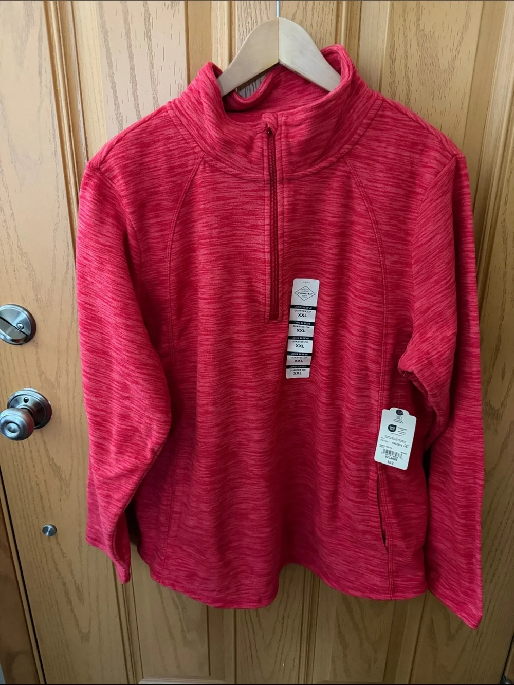 Men's St. John’s Bay Red Heather Quarter-Zip Pullover Sweater